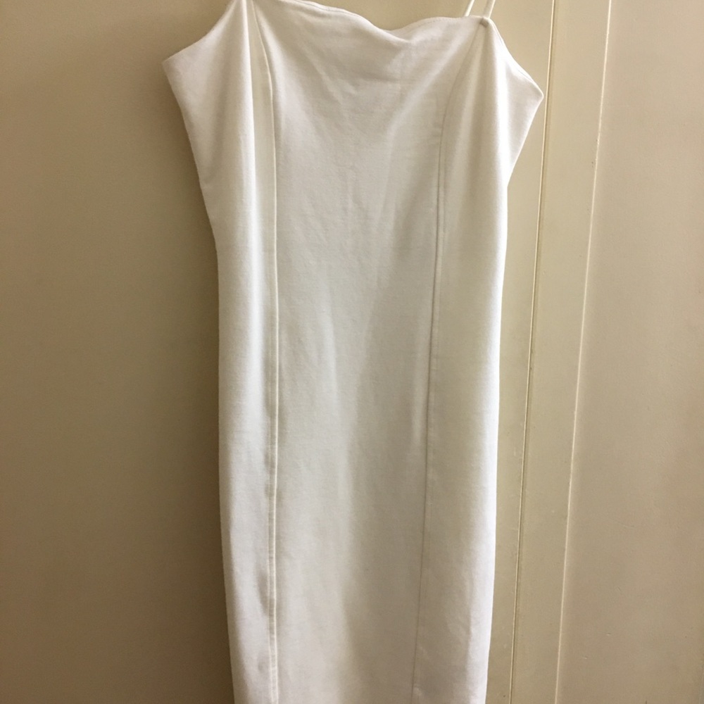 Little white Spaghetti strap thigh length dress